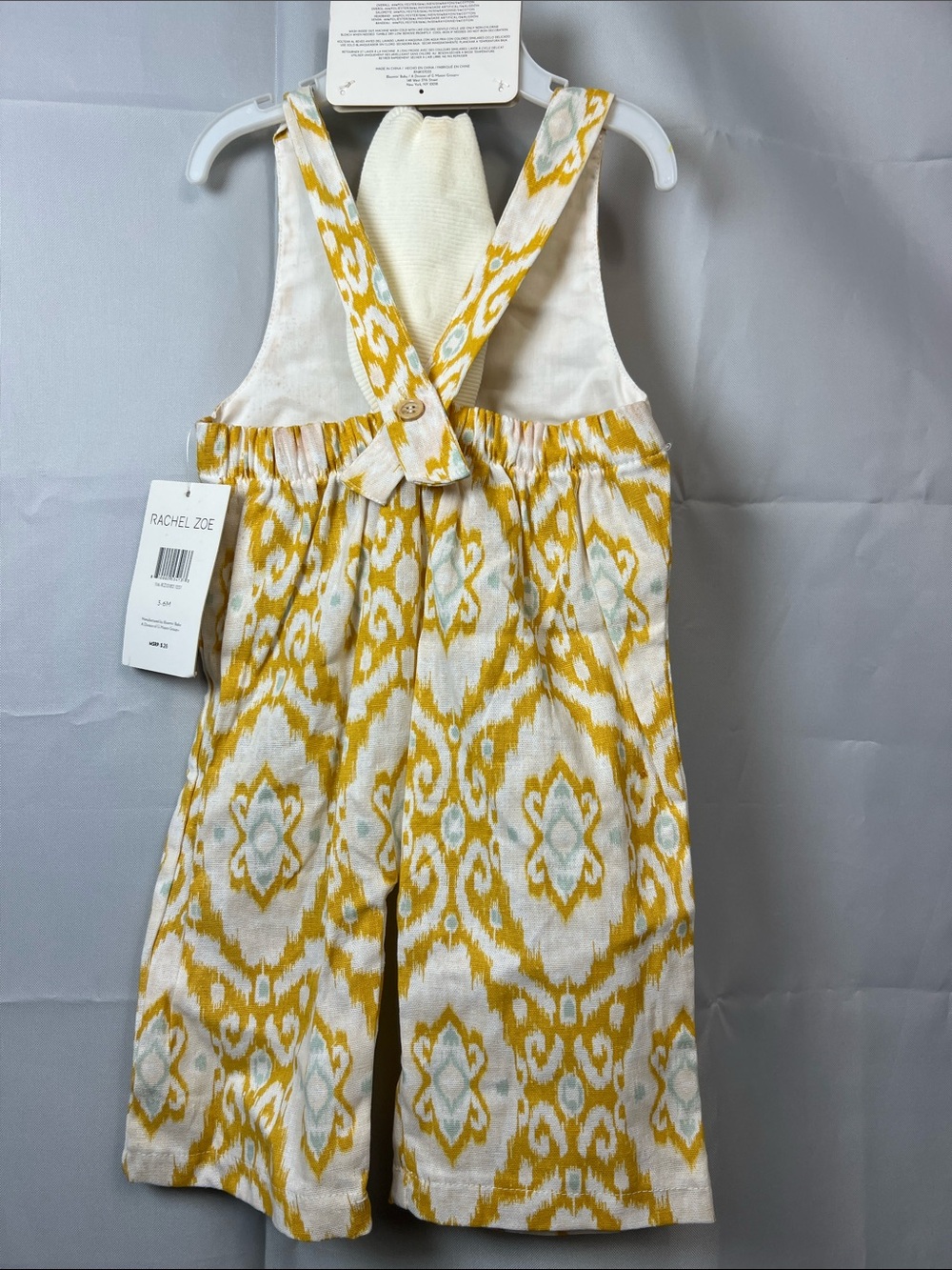 Rachel Zoe baby mustard cream aqua jumpsuit with headband size 3-6 months NWT - Picture 6 of 12